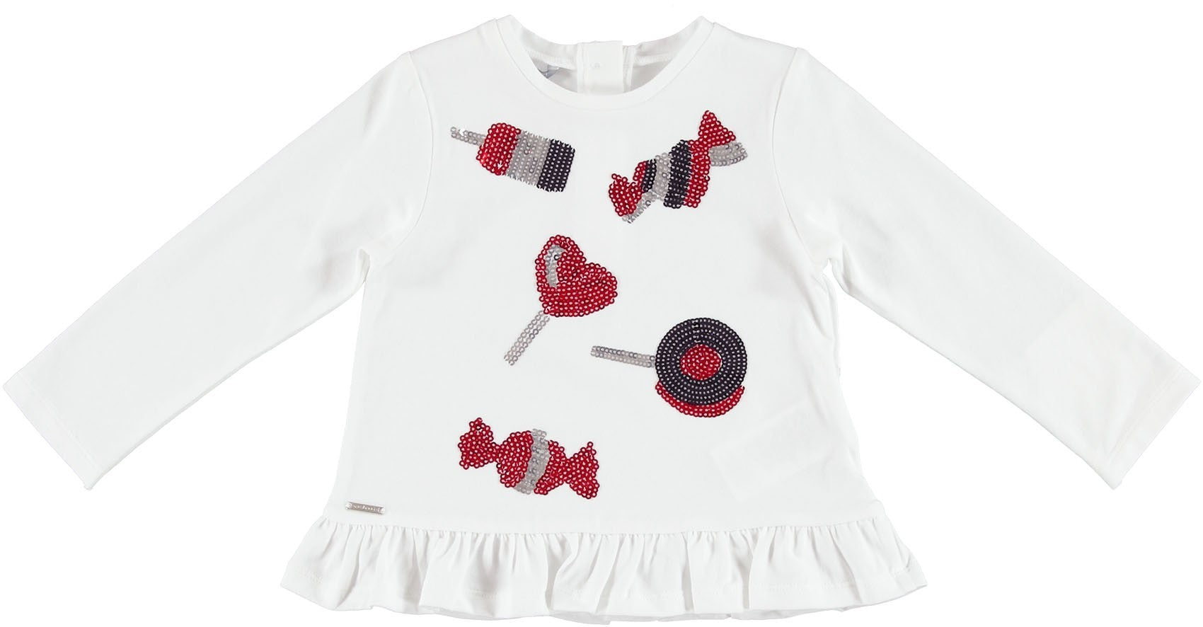 Maglia Girocollo Manica lunga in cotone Bambina bianco Sarabanda W209 - SARABANDA - LuxuryKids