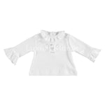 Maglia in Caldo Cotone con Rouches Bianco Neonata Minibanda V722 - MINIBANDA - LuxuryKids