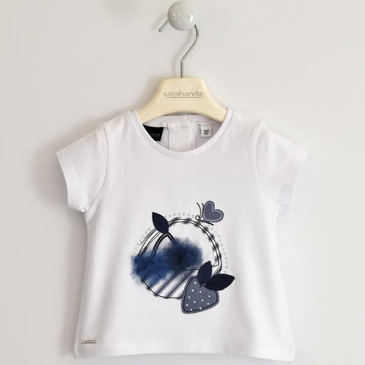 Maglia Mezza Maniche in Cotone Bianca Bambina SARABANDA 2567 - SARABANDA - LuxuryKids