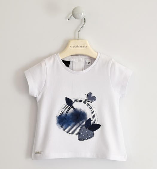 Maglia Mezza Maniche in Cotone Bianca Neonata SARABANDA 2567 - SARABANDA - LuxuryKids