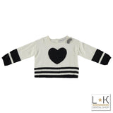 Maglioncino in Misto Lana Bianco-Nero Bambina Sarabanda T255 - SARABANDA - LuxuryKids