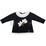 Maglioncino in misto lana blu fiori di cotone neonata DR KID 342 - DR.KID - LuxuryKids