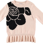 Maglioncino In Misto Lana Rosa Con Rosa Bambina Sarabanda K402 - SARABANDA - LuxuryKids