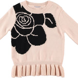 Maglioncino In Misto Lana Rosa Con Rosa Bambina Sarabanda K402 - SARABANDA - LuxuryKids