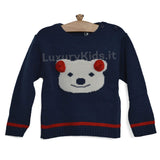 Maglioncino Orsetto in Misto Lana Blu Neonato A&J 311BL - A&J - LuxuryKids