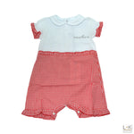 Pagliaccetto a Quadretti in Cotone Rosso Neonata Onelove 315J03 - ONE LOVE - LuxuryKids