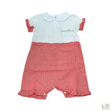 Pagliaccetto a Quadretti in Cotone Rosso Neonata Onelove 315J03 - ONE LOVE - LuxuryKids