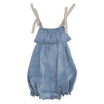 Pagliaccetto con bretelle in chambray Neonata Fina Ejerique P18A0428 - Fina Ejerique - LuxuryKids
