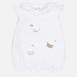 Pagliaccetto Corto Bianco Con Colletto Volant Neonata Mayoral 1705 - MAYORAL - LuxuryKids