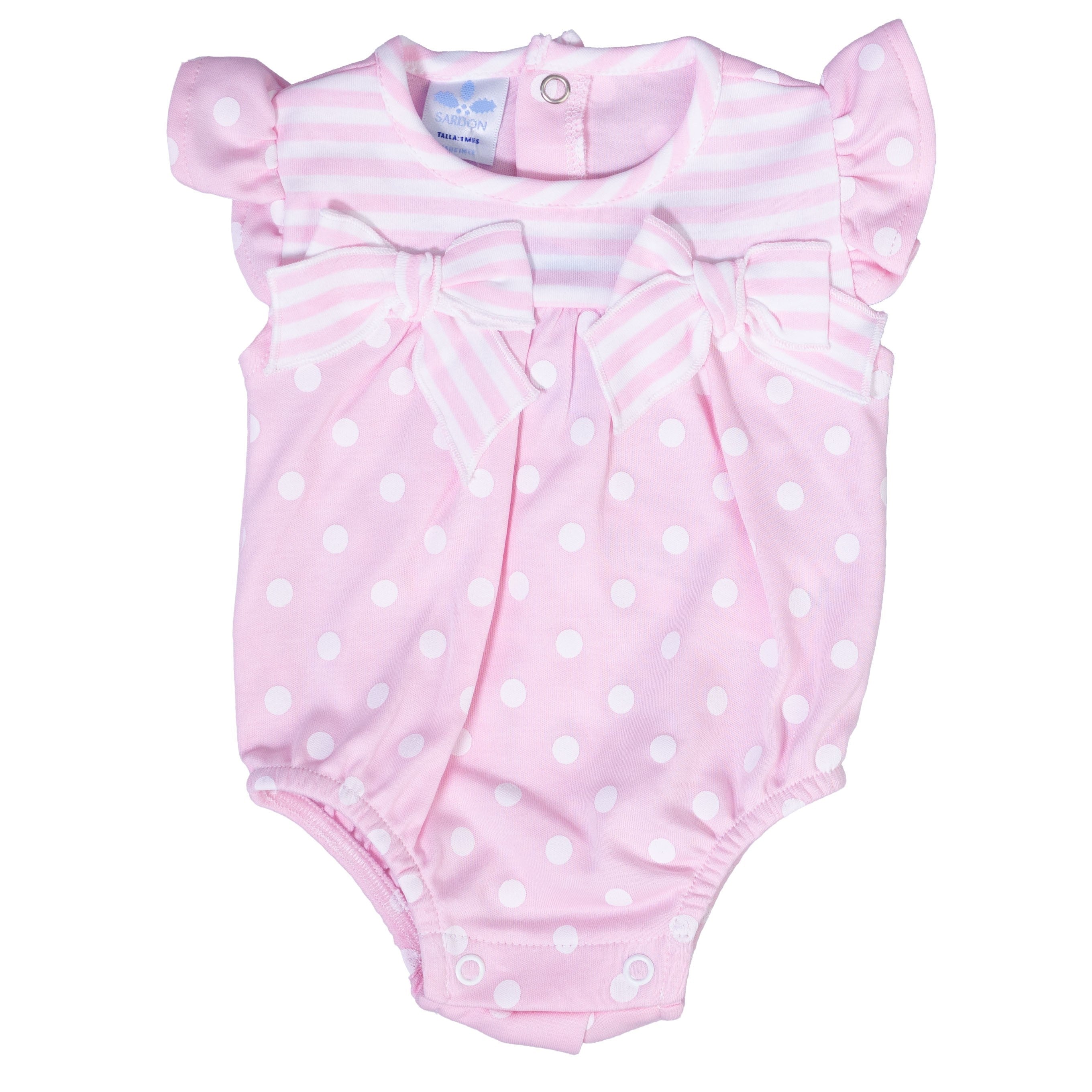 Pagliaccetto In cotone a Pois Rosa Neonata SARDON CO510 - SARDON - LuxuryKids