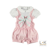 Pagliaccetto in cotone Bianco Rosa  Neonata Minibanda I794 - MINIBANDA - LuxuryKids