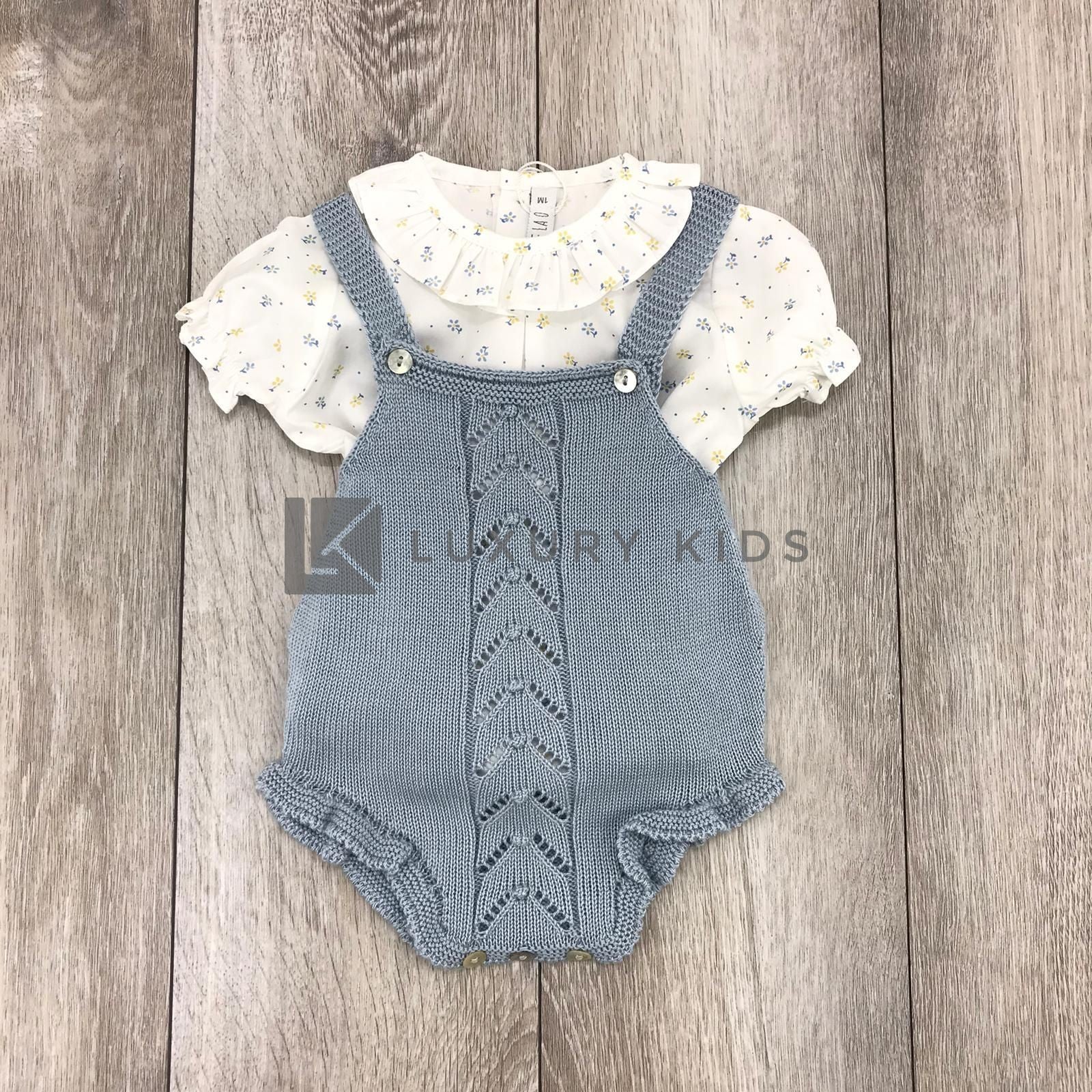 Pagliaccetto In Filo Di Cotone Polvere Con Camicia Mezza Manica In Cotone Neonata PALOMA DE LA O VV9BL5C - PALOMA DE LA O - LuxuryKids