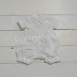 Pagliaccetto Intero in Lino Bianco Unisex Creazioni Luana 151 - CREAZIONI LUANA - LuxuryKids