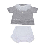 Pagliaccetto Spezzato Maglia e Culotte in Filo di Cotone Grigio Neonata DR KID DK103 - DR.KID - LuxuryKids