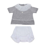 Pagliaccetto Spezzato Maglia e Culotte in Filo di Cotone Grigio Neonata DR KID DK103 - DR.KID - LuxuryKids