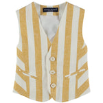 Panciotto In Misto Lino A Righe Senape Bambino MANUELL&FRANK MF5102B - MANUELL&FRANK - LuxuryKids