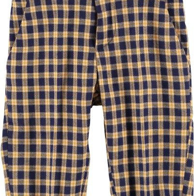 Pantalone Caldo Cotone Fantasia a Quadri Blu-Senape Bambino Manuell&Frank MF1159B - MANUELL&FRANK - LuxuryKids