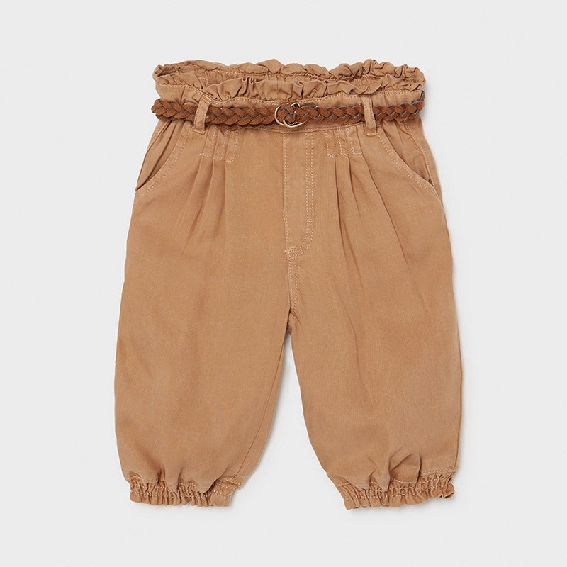 Pantalone Lungo In Cotone Marrone Con Cintura Neonata MAYORAL 1576 - MAYORAL - LuxuryKids
