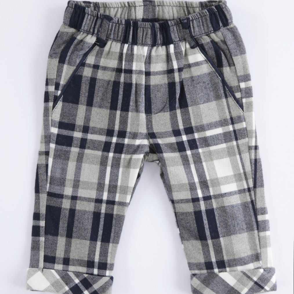 Pantalone Modello Chinos In Viscosa Strech Scozzese Neonato Minibanda K648 - MINIBANDA - LuxuryKids