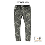 Pantalone Slim Fit Effetto Jensato con Stampa Grigio Bambina Sarabanda L471 - SARABANDA - LuxuryKids