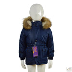 Parka con Cappuccio con pelliccia originale  Blu Neonato Bufi 9762A - BUFI - LuxuryKids