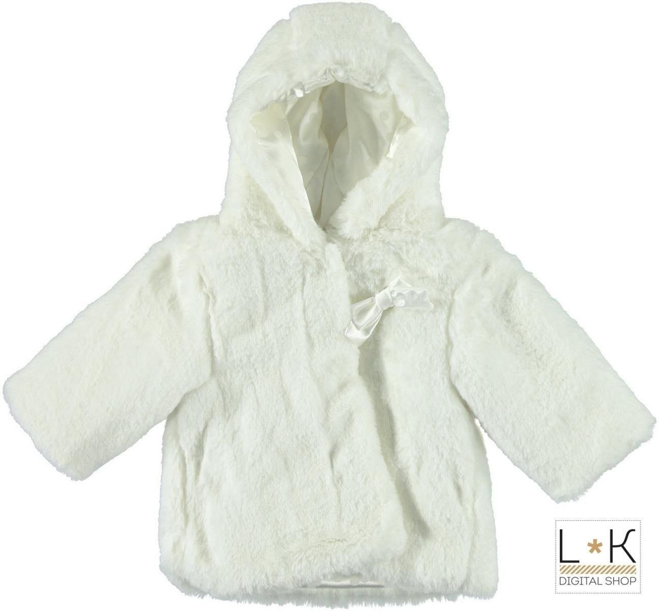 Pellicciotto con Cappuccio Ecologico Bianco Neonata Minibanda T772 - MINIBANDA - LuxuryKids