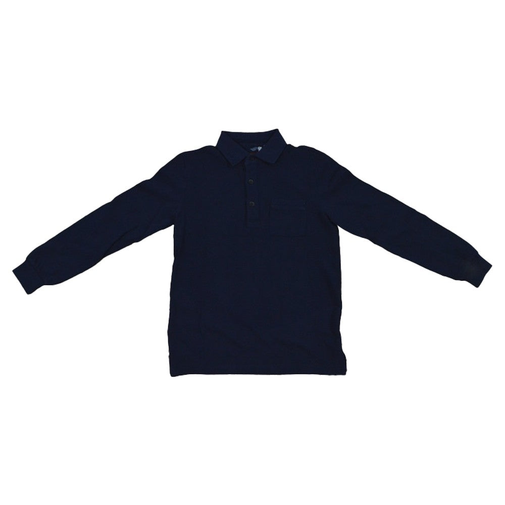Polo in caldo Cotone Blu Notte Tinta Unita Bambino Sarabanda L341 - SARABANDA - LuxuryKids