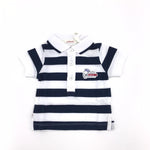 Polo in Cotone a Righe Bianco-Blu Neonato Minibanda G651 - MINIBANDA - LuxuryKids