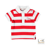 Polo in Cotone a Righe Bianco-Rosso Neonato Minibanda G651 - MINIBANDA - LuxuryKids
