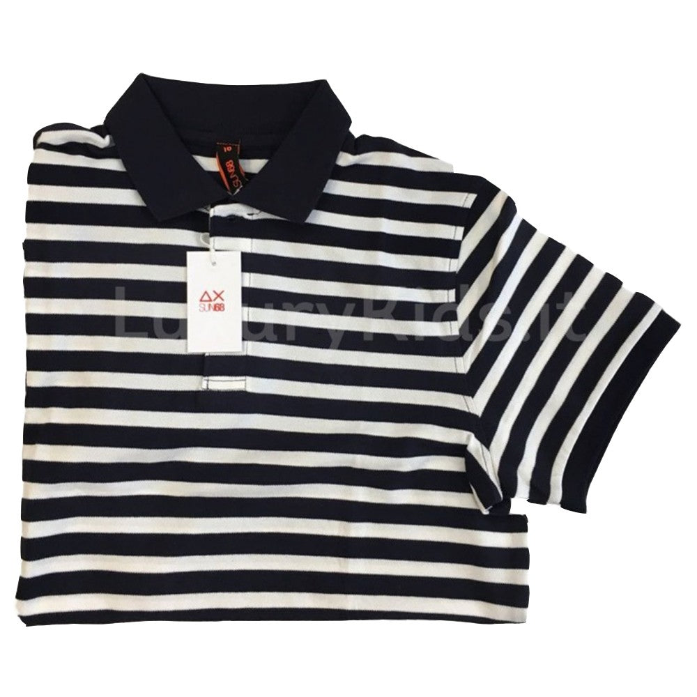 Polo in Cotone a Righe Blu-Bianco Bambino Sun 68 13312 - SUN 68 - LuxuryKids