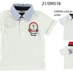 Polo in Cotone Bianco in Tinta Unita Neonato Sarabanda M518 - SARABANDA - LuxuryKids
