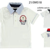 Polo in Cotone Bianco in Tinta Unita Neonato Sarabanda M518 - SARABANDA - LuxuryKids