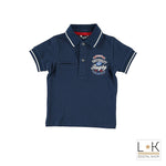 Polo in Cotone Blu con Ricamo Neonato Sarabanda M829 - SARABANDA - LuxuryKids