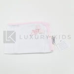 Quadrato Di Garza Bianco Con Bordatura Rosa E Applicazione Di Cuoricini Neonata LA SARTORIA DEI PICCOLI LQ355 - LA SARTORIA DEI PICCOLI - LuxuryKids