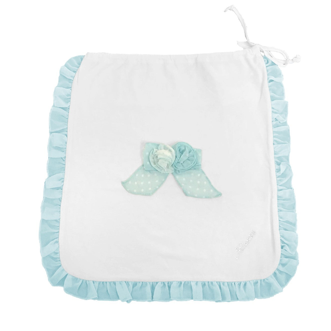 Sacco in Cotone Neonata con Rouches Bianco-Celeste Ninnaoh E16SAC2 - NINNAOH - LuxuryKids