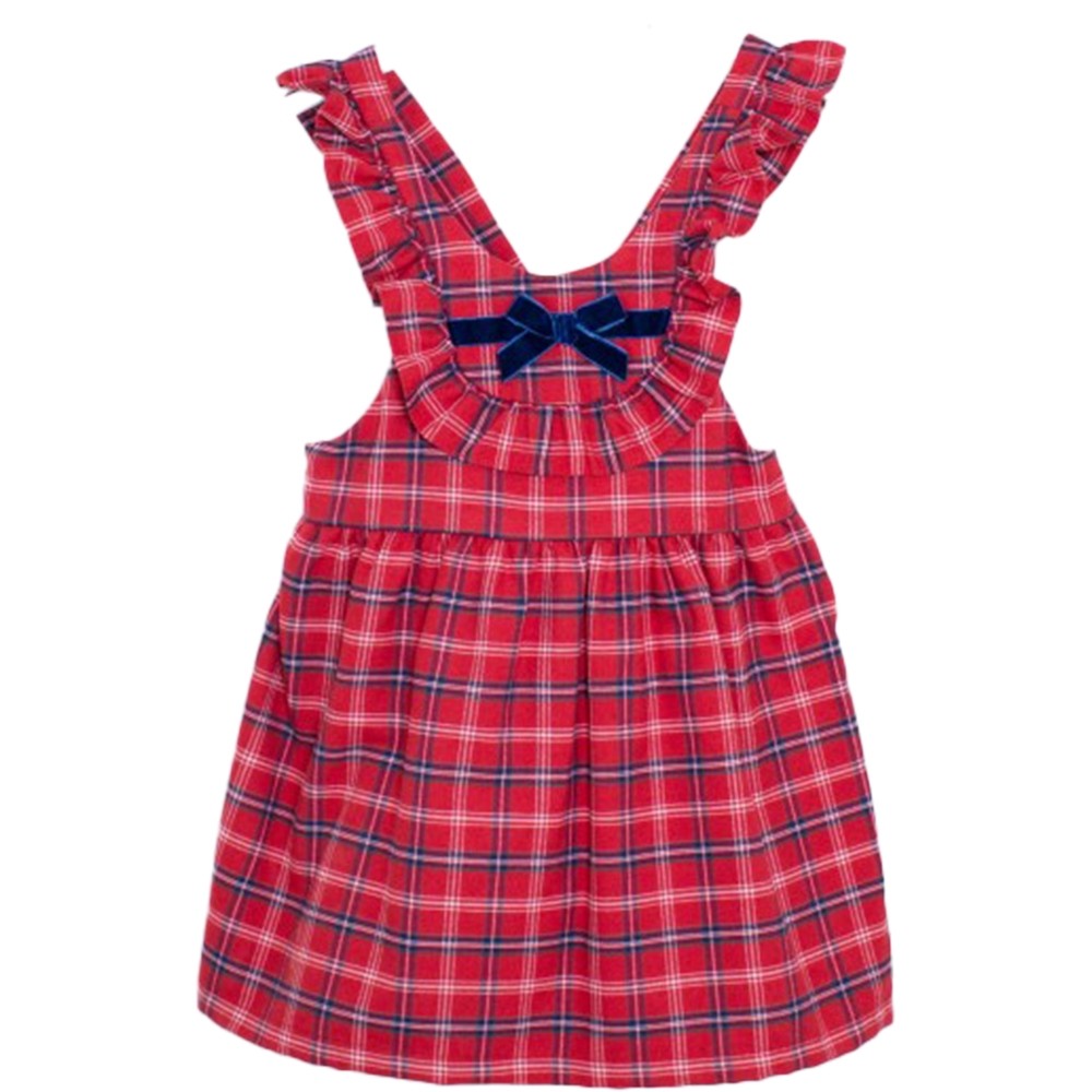 Salopette Con Bretelle In Caldo Cotone Scozzese Neonata A&J 537 - A&J - LuxuryKids