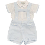 Salopette con camicia in cotone Celeste Neonato A&J 136 - A&J - LuxuryKids