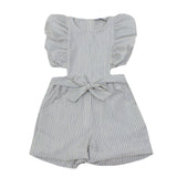 Salopette in Cotone a Righe Panna Bambina DR KIDS DK463 - DR.KID - LuxuryKids