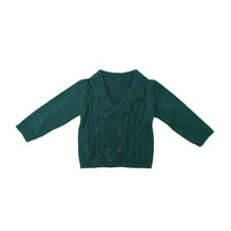 Cardigan Doppio Petto In Misto Lana Neonato Verde BUFI B1473G - BUFI - LuxuryKids