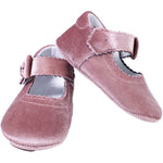 Scarpe Da Culla Ballerina Velluto Rosa Antico Neonata Panyno A2504R - PANYNO - LuxuryKids