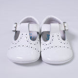 Scarpe Da Culla In Pelle Lucide Con Occhielli Bianco Neonato INDICE 1599 - INDICE - LuxuryKids