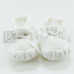 Scarpette Da Culla In Ciniglia Panna Con Pizzo e Cucitura Oro Neonata LA SARTORIA DEI PICCOLI LSC351 - LA SARTORIA DEI PICCOLI - LuxuryKids