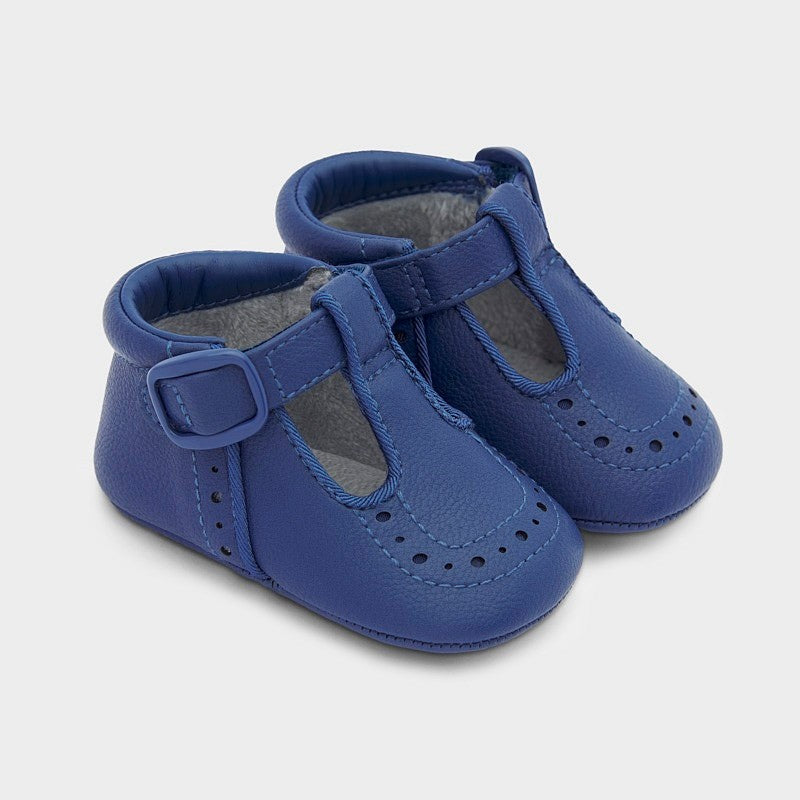 Scarpina In Ecopelle Blu Con Cinturino Neonato MAYORAL 9332 - MAYORAL - LuxuryKids