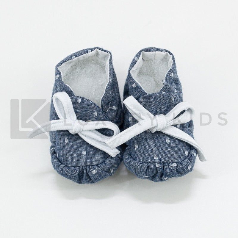 Scarpine Da Culla In Denim Neonata La Sartoria Dei Piccoli LSC757 - LA SARTORIA DEI PICCOLI - LuxuryKids