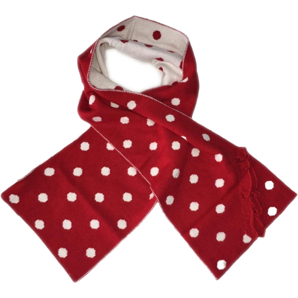 Sciarpa In Misto Lana Rossa Con Pois Bianchi Neonata Sarabanda D061 - SARABANDA - LuxuryKids