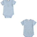 Set di 2 Body Mezza Manica in Cotone Organico Con Orsetti Rosa-Celeste-Bianco MINIBANDA 2310B - MINIBANDA - LuxuryKids