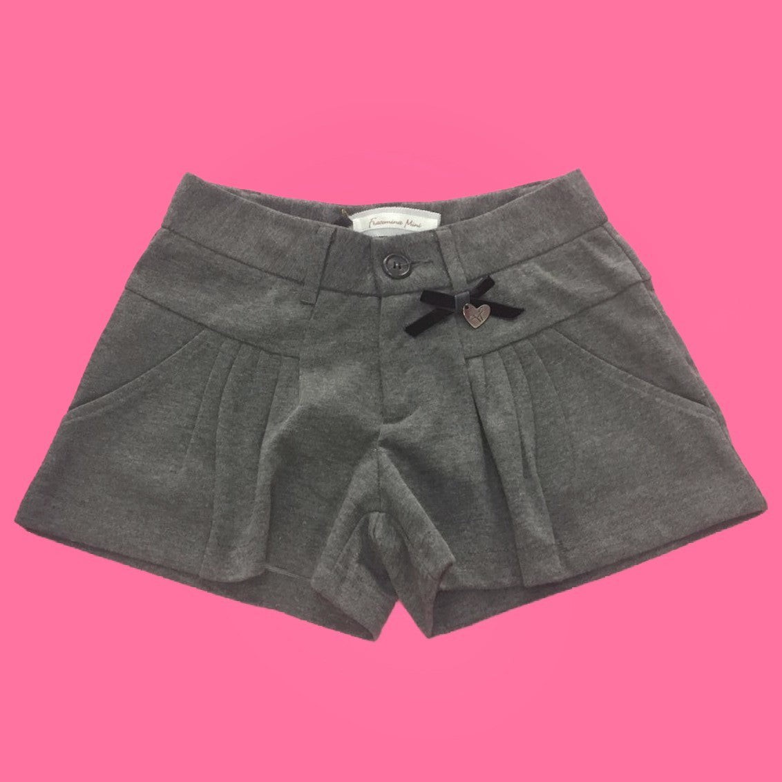 Short Grigio in Caldo Cotone Tinta Unita Bambina Fracomina SHORT - FRACOMINA - LuxuryKids