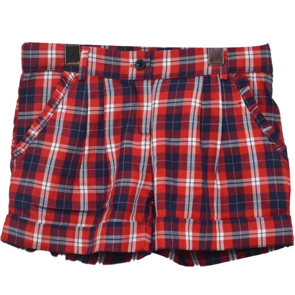 Short in Caldo Cotone con Fantasia a Quadretti Rosso-Blu Per Bambina Dr.Kids 418 - DR.KID - LuxuryKids