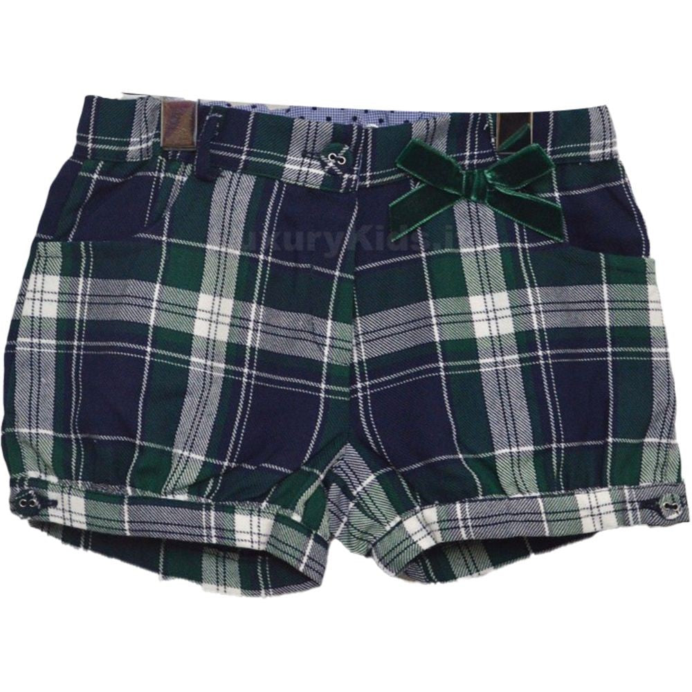 Short in Caldo Cotone con Fantasia a Quadretti Verde-Blu Per Bambina Dr.Kids 310 - DR.KID - LuxuryKids