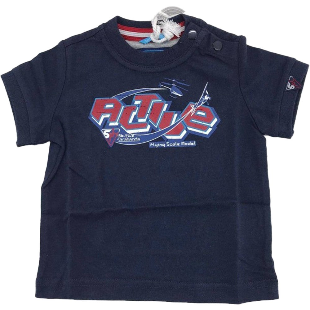 T-Shirt Blu in Cotone con Stampa Neonato Sarabanda G805 - SARABANDA - LuxuryKids